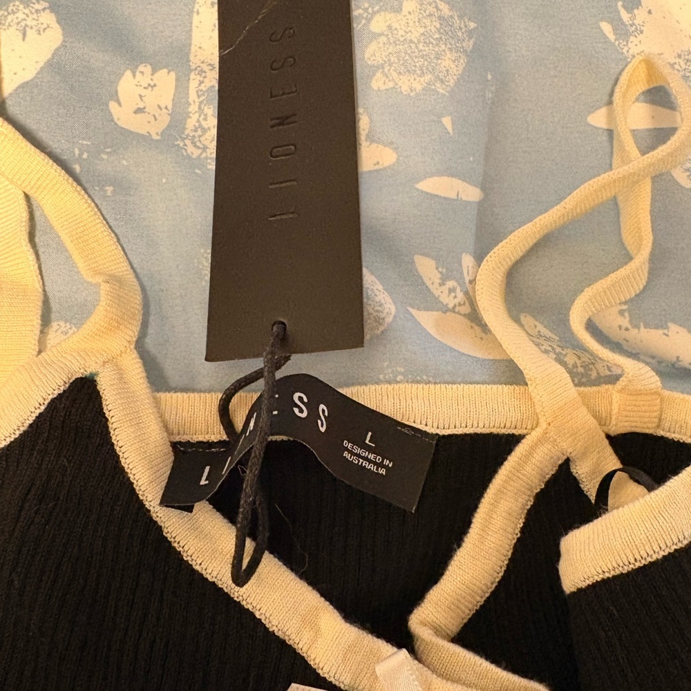 Lioness Black Camisole with Cream Trim and Bow Accent cut outs - Picture 5 of 5